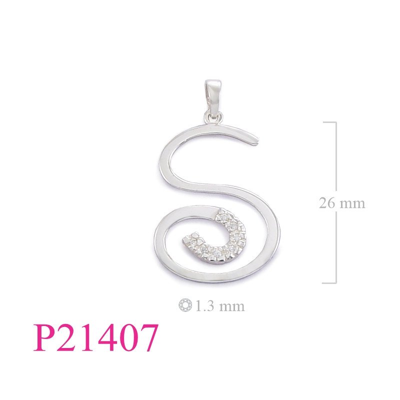 <p>Pendant, swirl flat wire with small CCZ stones.</p>