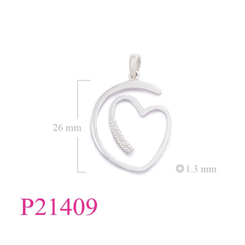 <p>Heart Pendant, CZ Pendant, shape swirl flat wire with small CCZ stones.</p>