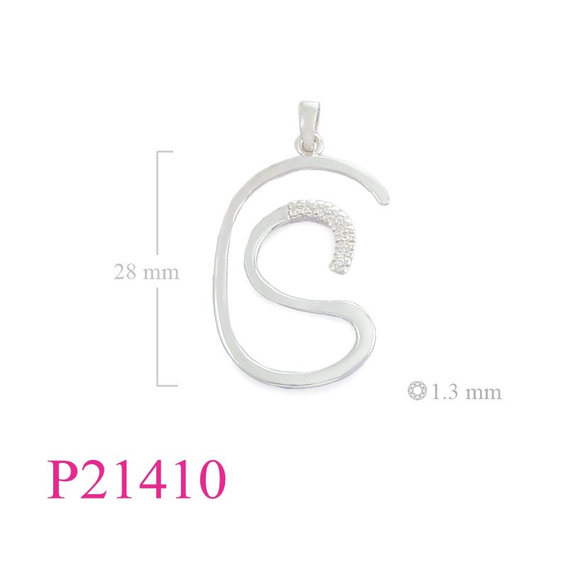 <p>Pendant, swirl flat wire with small CCZ stones.</p>
