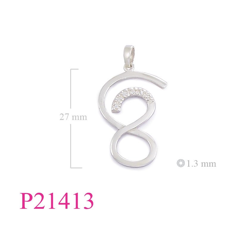 <p>Pendant, "8" swirl flat wire with small CCZ stones.</p>