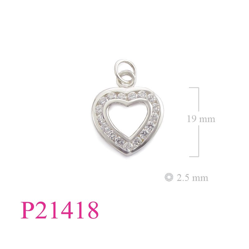 <p>Heart Pendant, CZ Pendant, with small CCZs.</p>