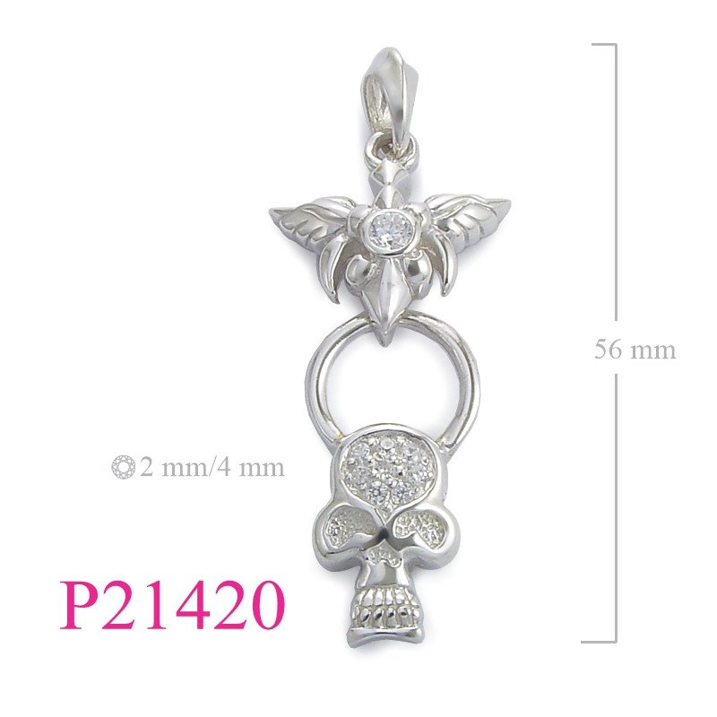 <p>Wing Pendant, CZ Pendant, Skull Pendant, skull and wings with small CCZs.</p>