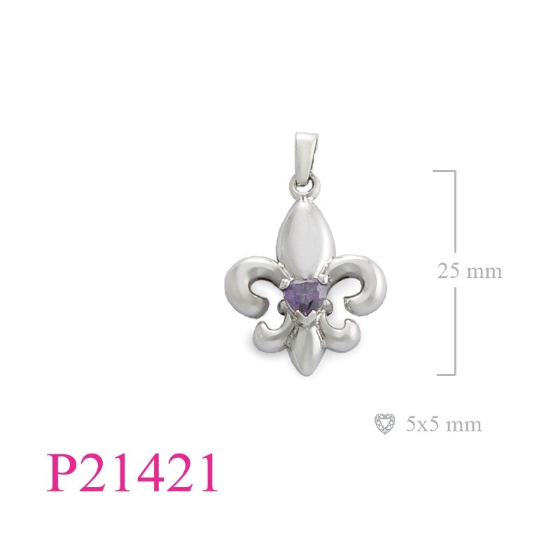 <p>Fleur De Lis Pendant, Heart Pendant, CZ Pendant, Fleur de lis with 5mm heart CZ stone.</p>