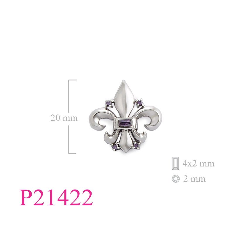 <p>Pendant, Fleur de lis with rectangular and round stones.</p>