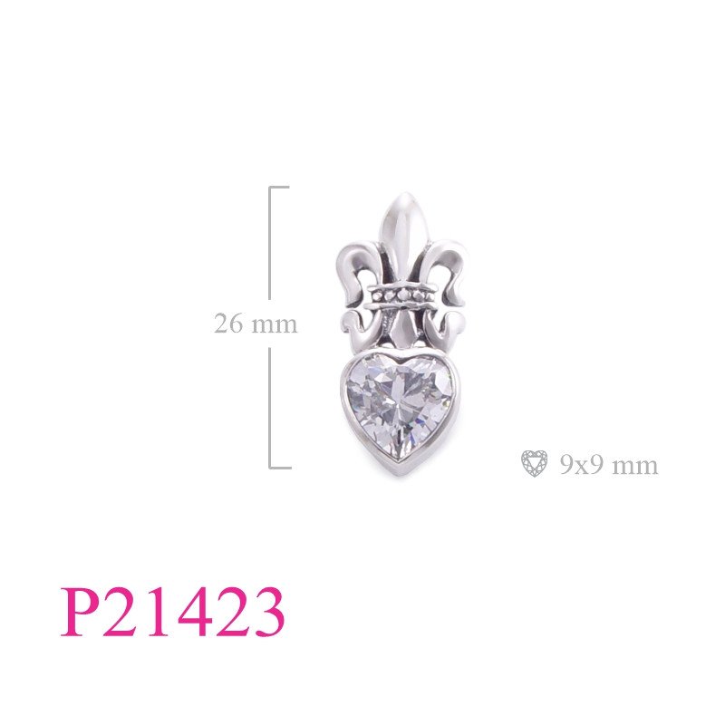 <p>Fleur De Lis Pendant, Heart Pendant, Fleur de lis with 9mm stone.</p>