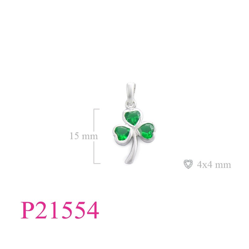 <p>Heart Pendant, Shamrock Pendant, Shamrock with 4mm Emerald Glass stones.</p>