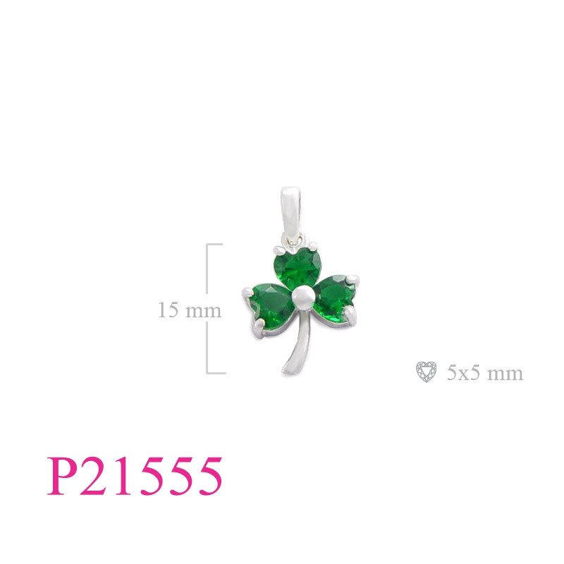 <p>Heart Pendant, Shamrock Pendant, Shamrock with 5mm Emerald Glass stones.</p>