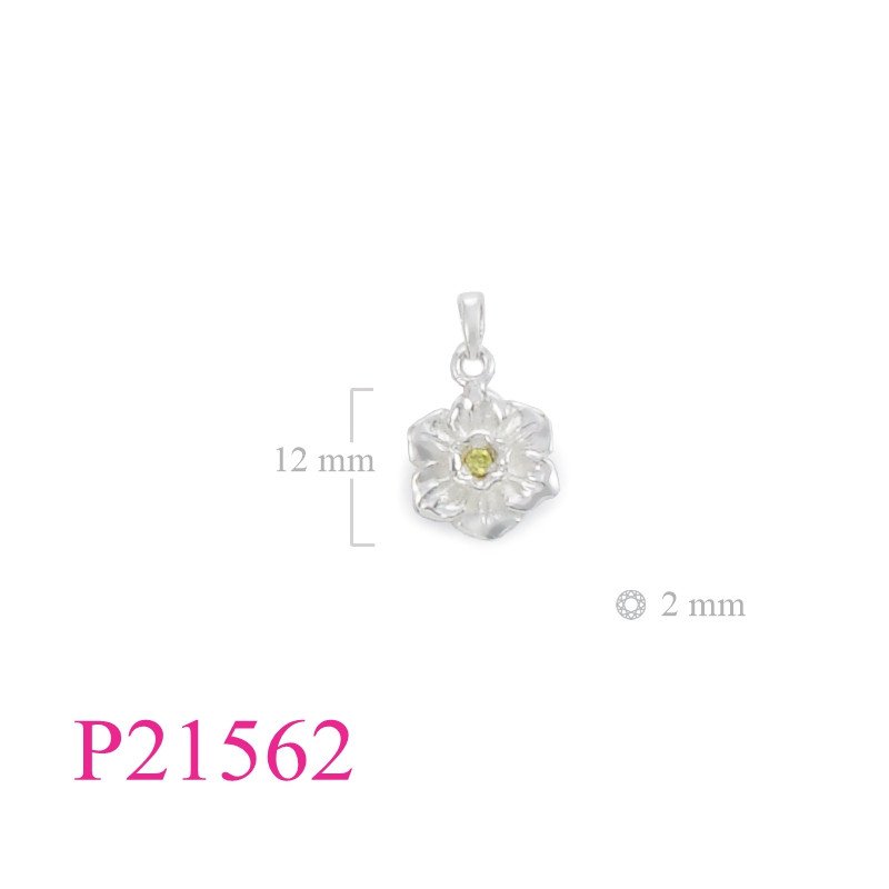 <p>Flower Pendant, CZ Pendant, 12mm daffodil with Citrine CZ.</p>