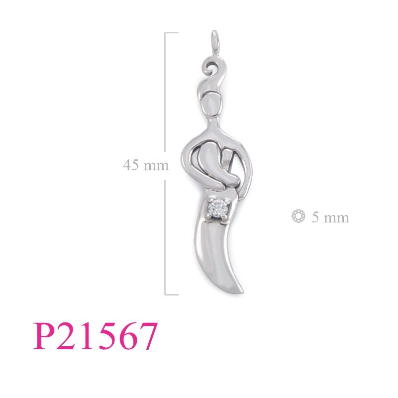 <p>Pendant, Mother goddess with 3mm round stone.</p>