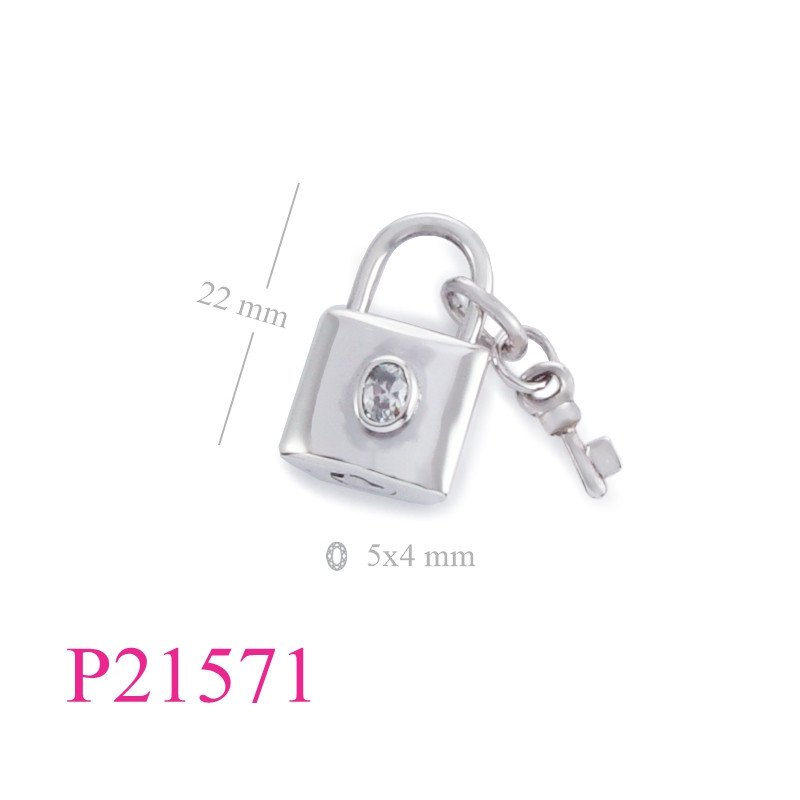 <p>Key Pendant, Padlock Pendant, Lock Pendant, key padlock with 5x4mm oval stone.</p>
