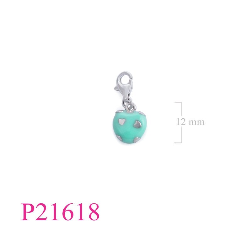 <p>Pendant, blue heart enamel.</p>