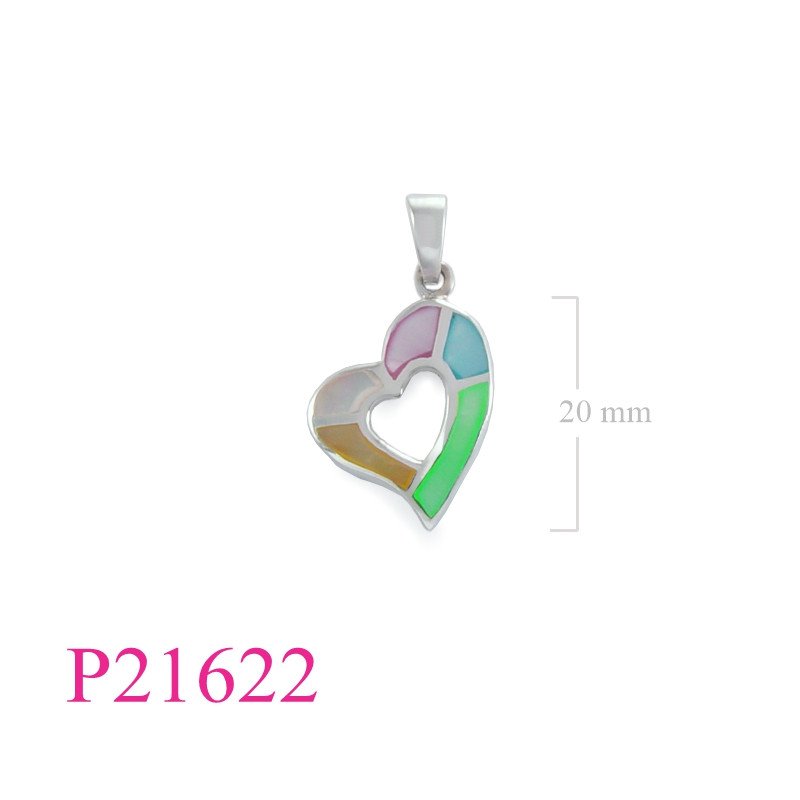 <p>Pendant, multi colour heart.</p>