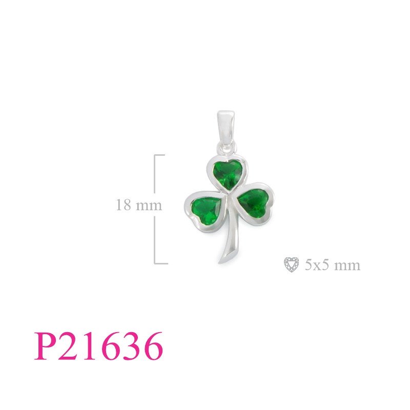 <p>Pendant, Shamrock with Emerald Glass stones.</p>