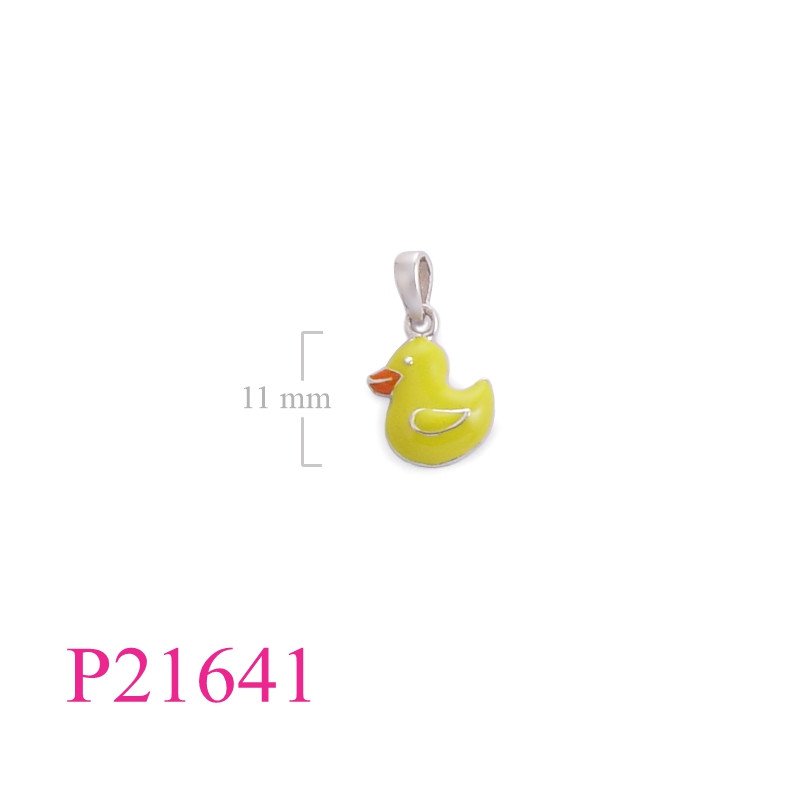 <p>Pendant, duck enamel.</p>