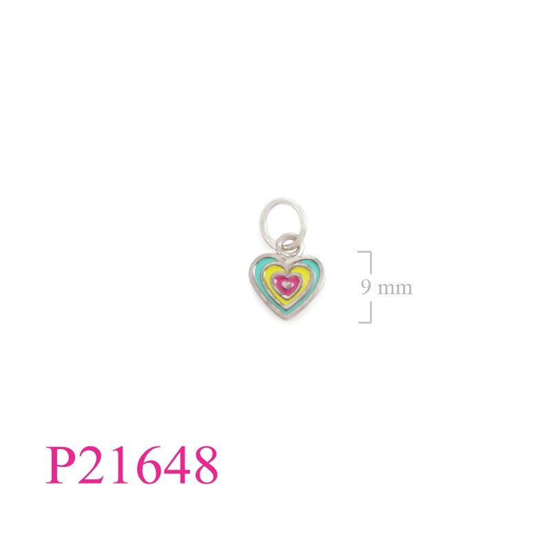 <p>Pendant, multi colours heart enamel.</p>