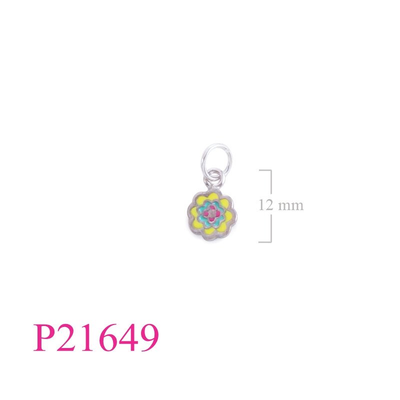 <p>Pendant, multi colours flower enamel.</p>