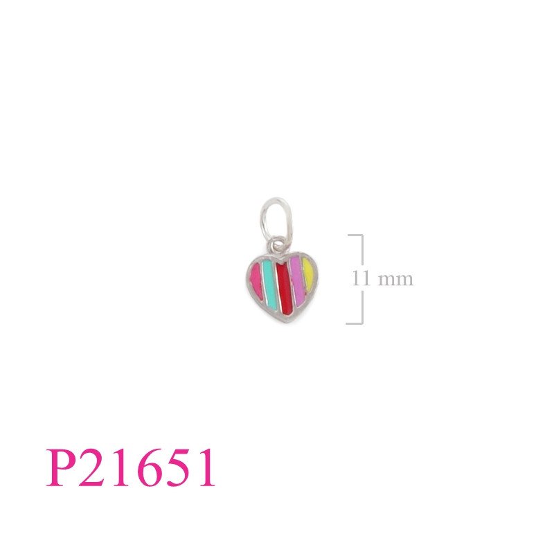 <p>Pendant, multi colours heart enamel.</p>
