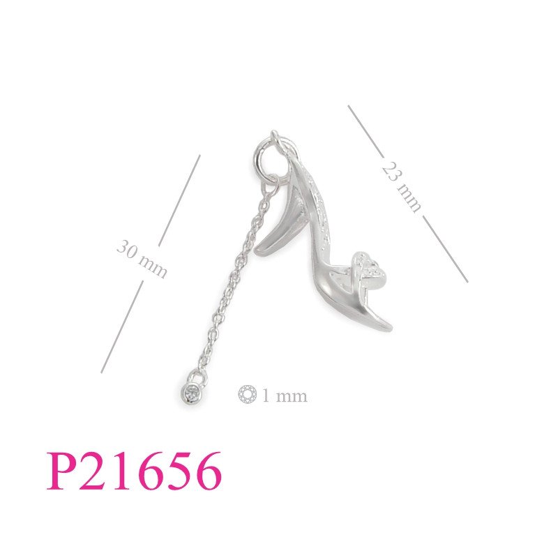 <p>Pendant, high heel shoe with small CCZs.</p>