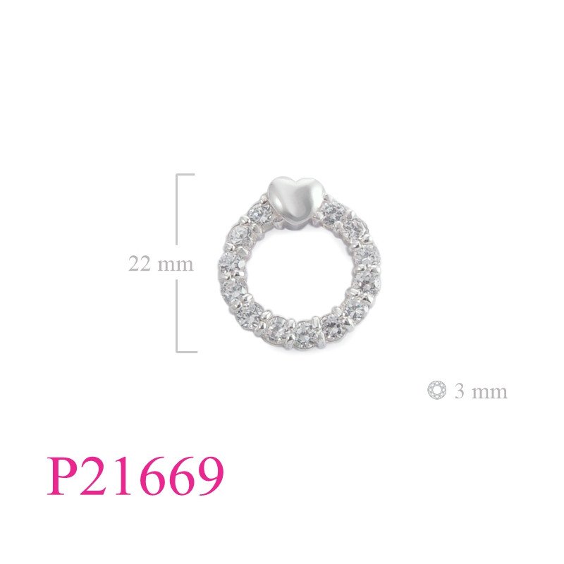 <p>Heart Pendant, CZ Pendant, with small CCZs loop.</p>