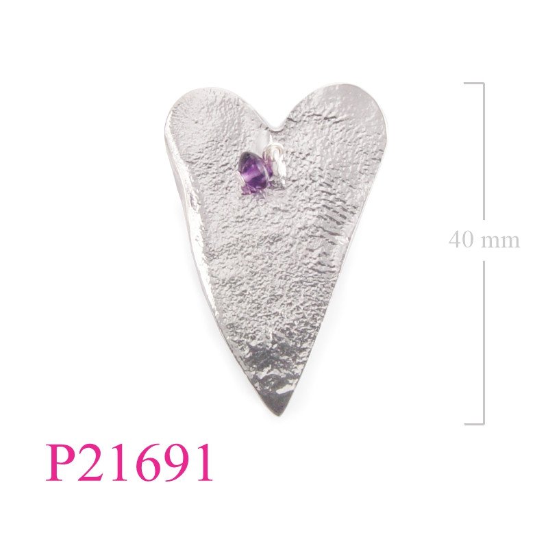 <p>Pendant, 26x39mm heart and small bead.</p>