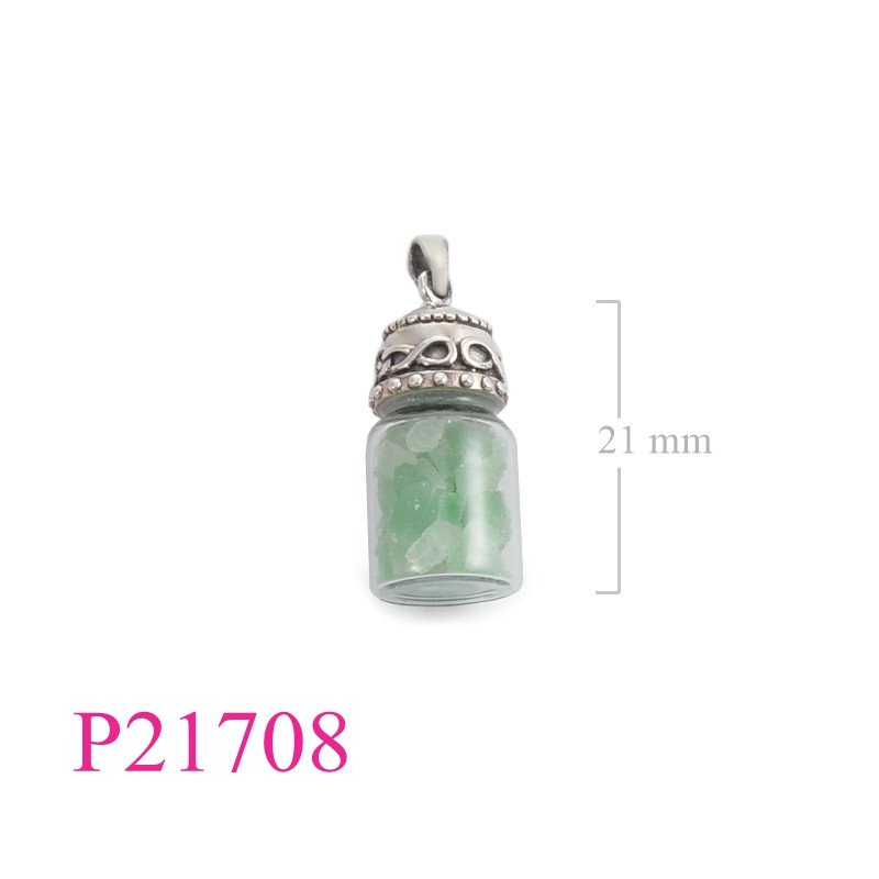 <p>Pendant, treasure bottle and silver Celtic design cap.</p>