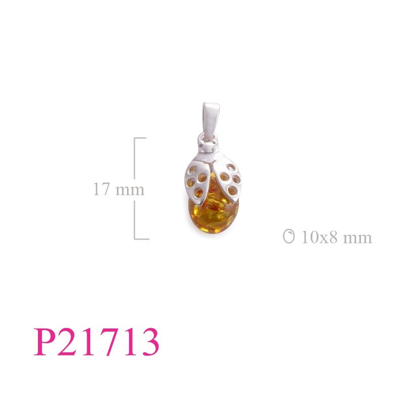 <p>Pendant, ladybug with oval Amber.</p>