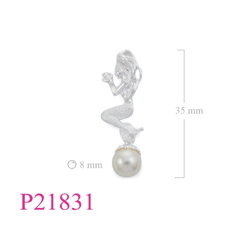 <p>Pendant, mermaid and hanging 8mm Poly Perl.</p>