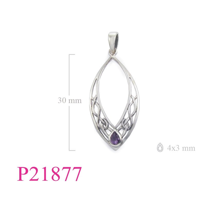 <p>Stone Pendant, Celtic with drop Amethyst Glass stone.</p>