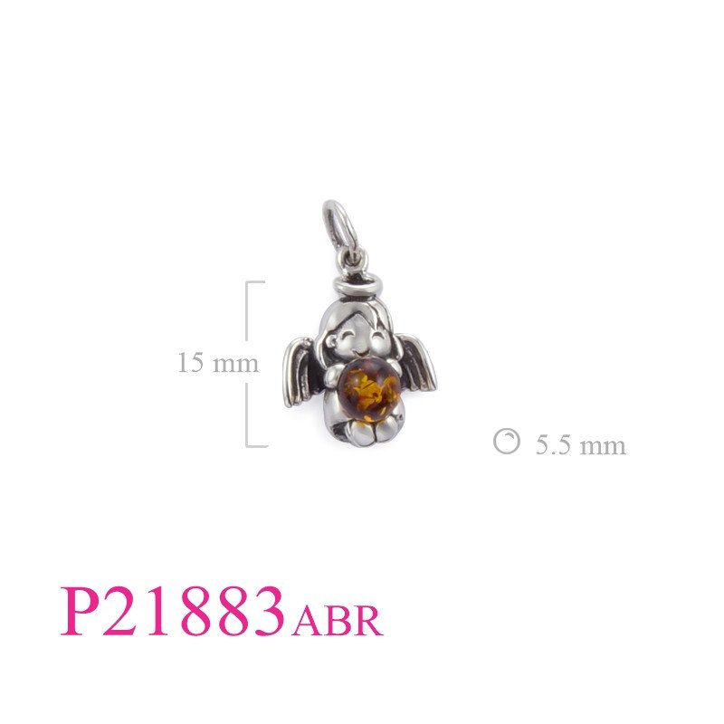 <p>Stone Pendant, cupid girl holding Amber bead.</p>