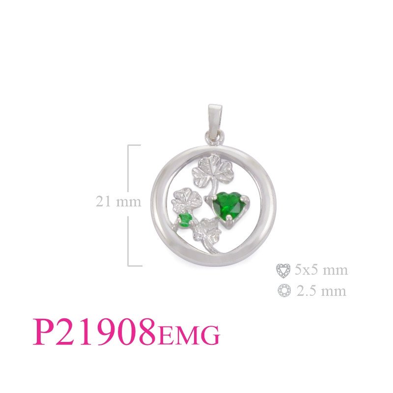 <p>Pendant, Shamrocks in round with Emerald Glass stones.</p>