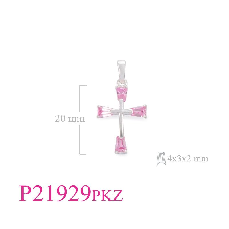 <p>Stone Pendant, cross with 4 Pink CZ stones.</p>
