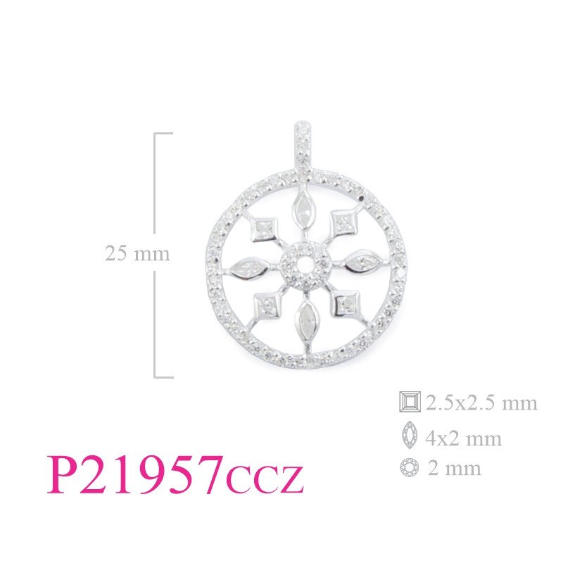 <p>Stone Pendant, cut out round design with small CCZs.</p>