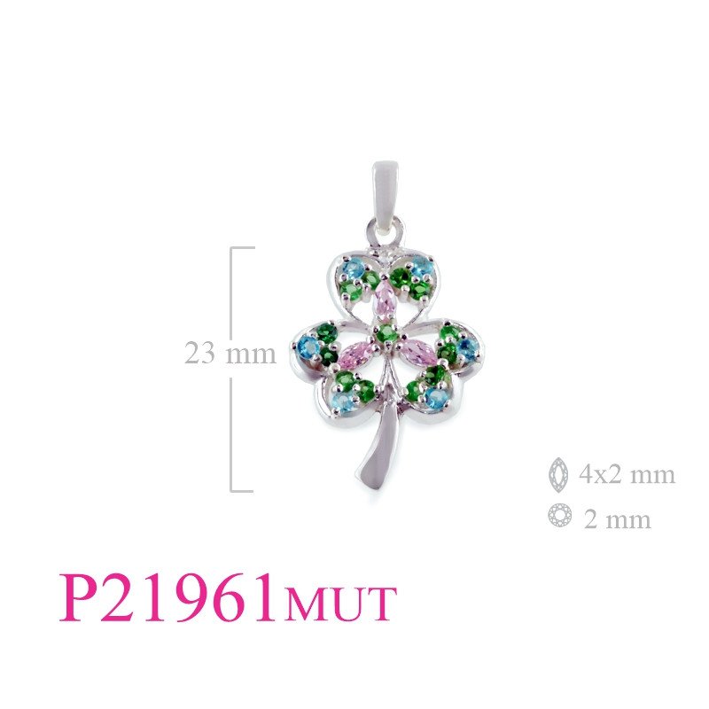 <p>Stone Pendant, Shamrock with multi colours stone</p>