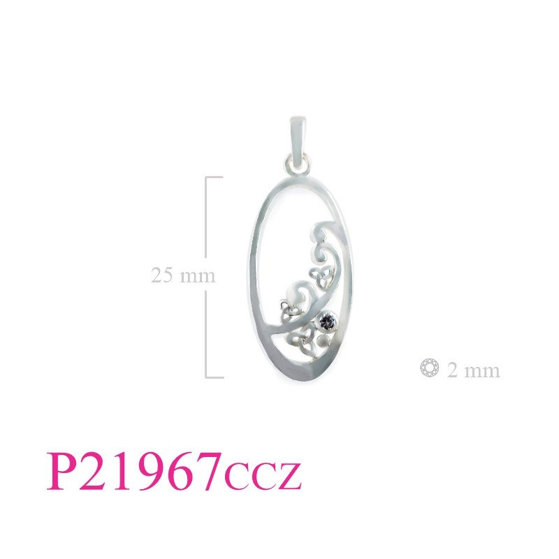 <p>Stone Pendant, Trinities oval cut out design with CCZ.</p>