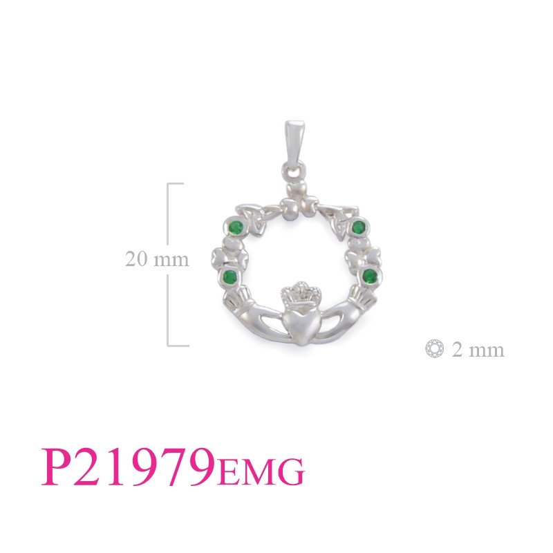 <p>Stone Pendant, Claddagh, Shamrock, and trinity with Emerald Glass stones.</p>