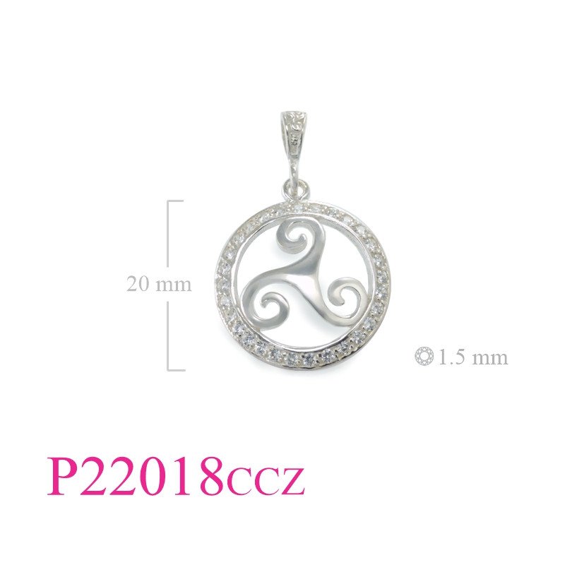 <p>Pendant, Triskelion in round with small CCZs.</p>