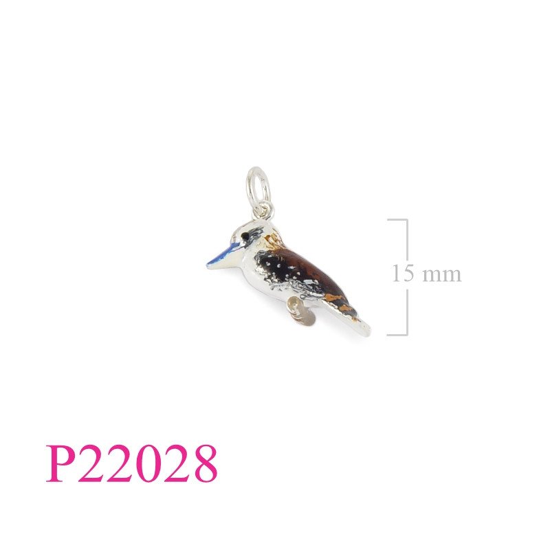 <p>Pendant, Blue-winged Kookaburra enamel.</p>