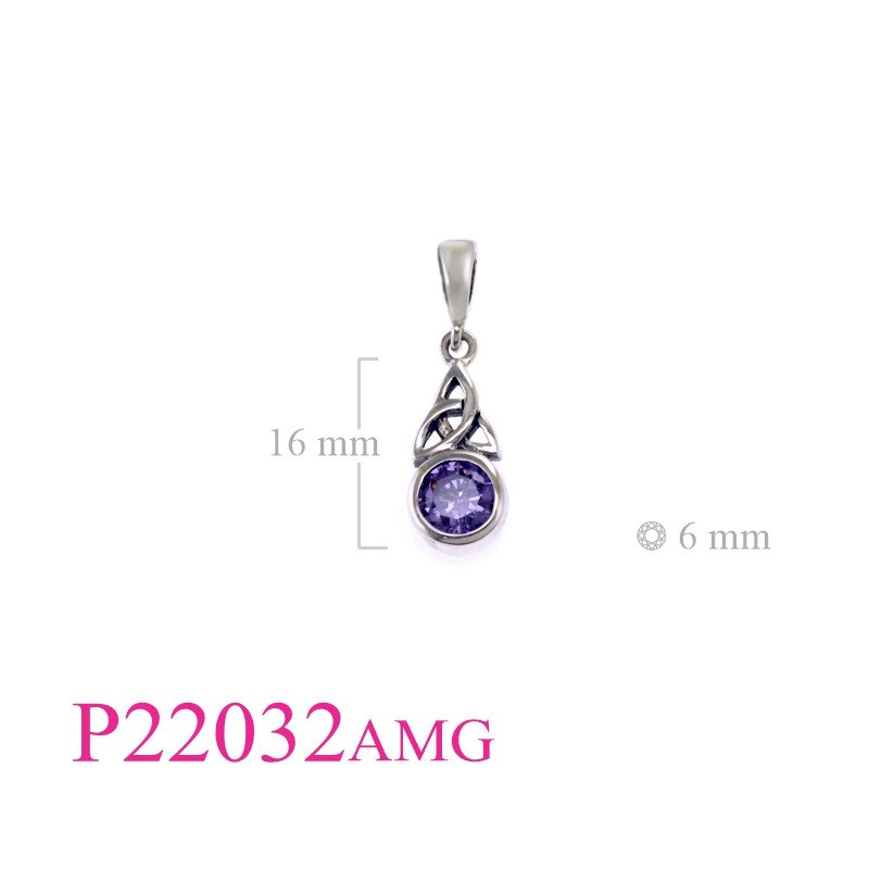 <p>Stone Pendant, Trinity with round Amethyst Glass stone.</p>