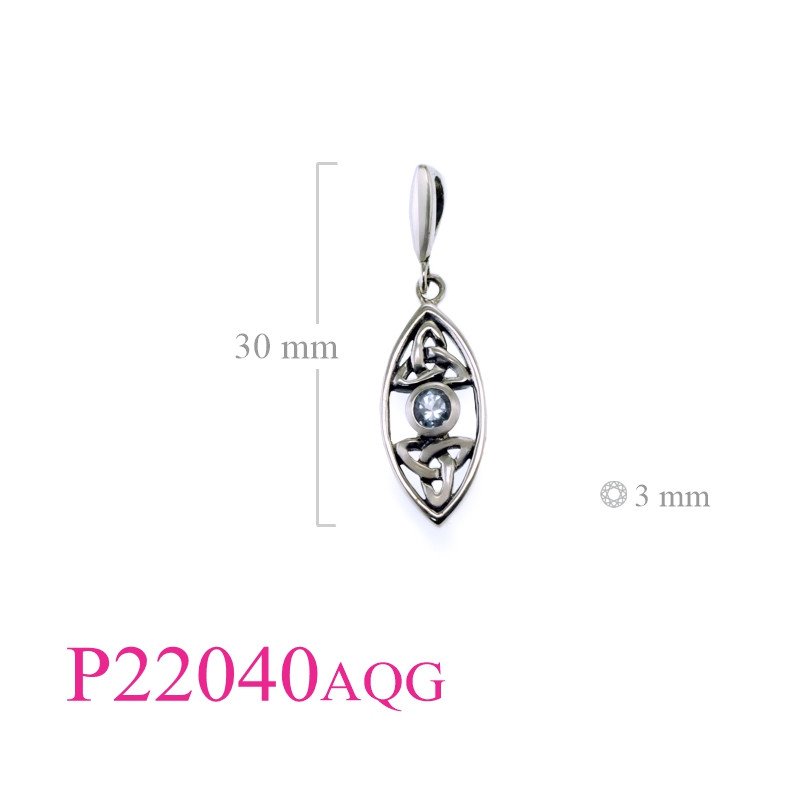 <p>Stone Pendant, double Trinitys  with round Aqua Glass stone.</p>