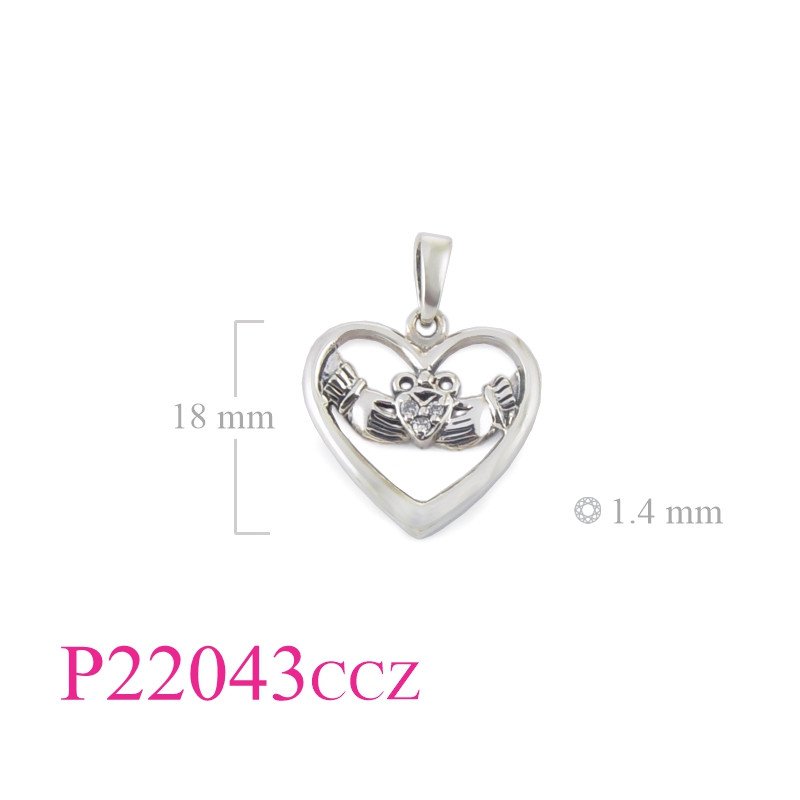 <p>Stone Pendant, Claddagh with small CCZs in heart.</p>
