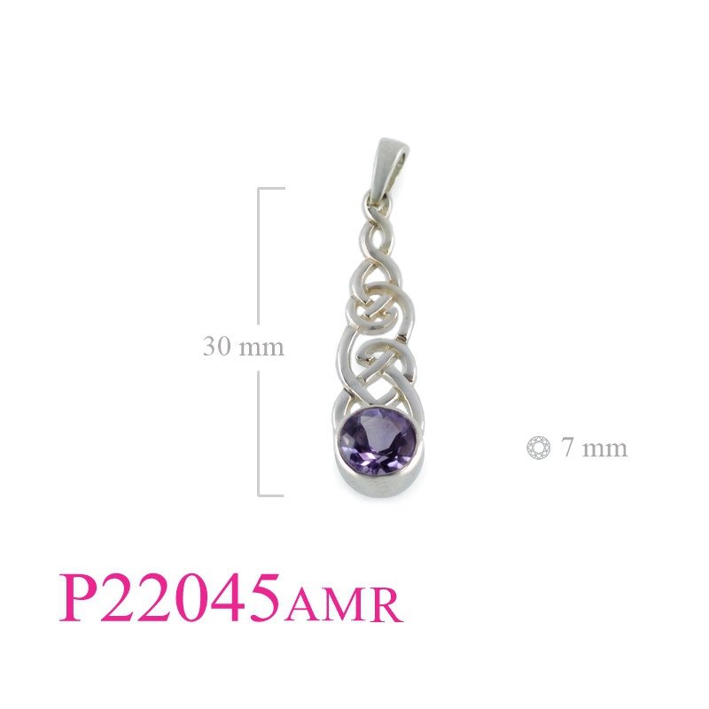 <p>Stone Pendant, Celtic with 7mm round Real Amethyst stone.</p>