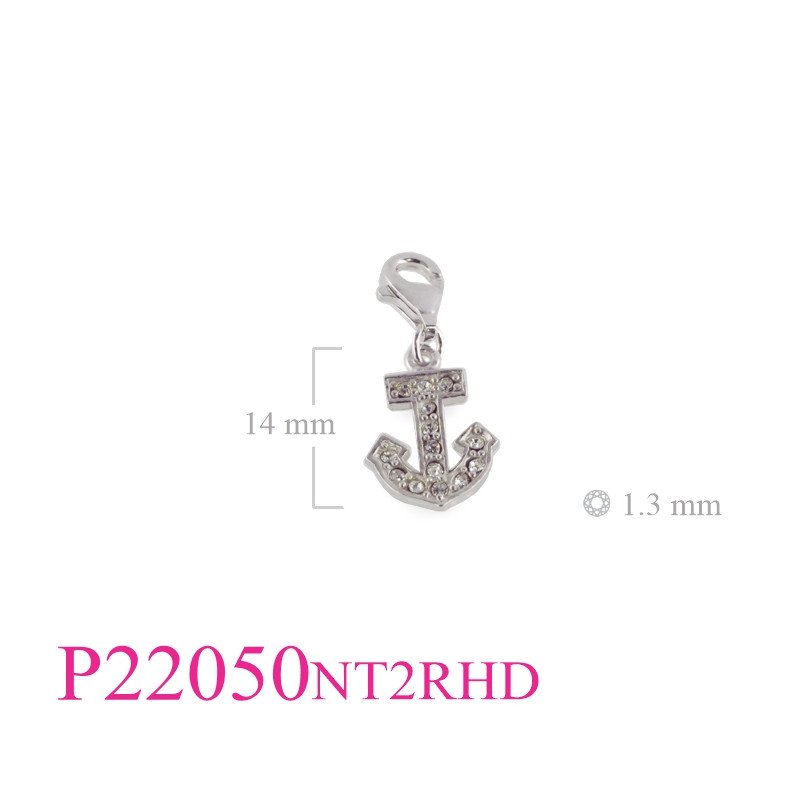 <p>Stone Pendant, Rhodium plated anchor with small crystals and clasp lock NT02.</p>