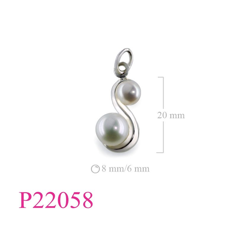 <p>Pendant, "S" with 2 perls.</p>