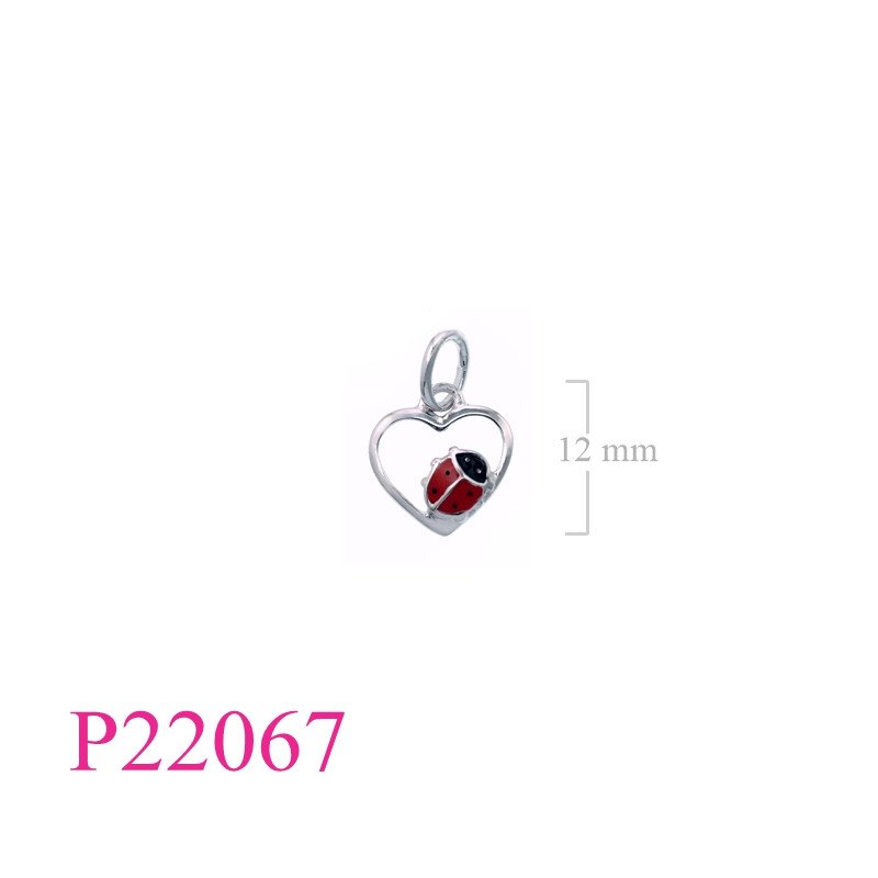 <p>Ladybug Pendant, Heart Pendant, on enamel.</p>