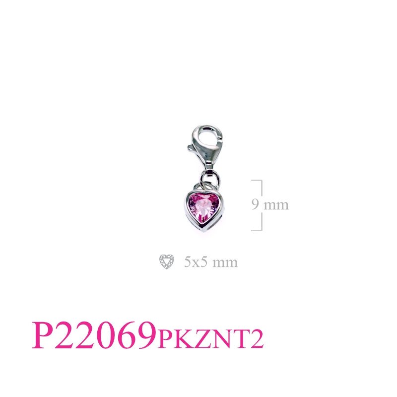 <p>Stone Pendant, 5mm heart Pink CZ stone with clasp lock NT02.</p>