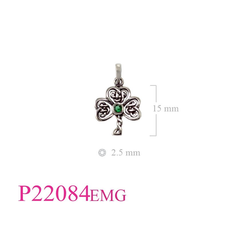 <p>Stone Pendant, Celtic Shamrock with round Emerald Glass stone.</p>