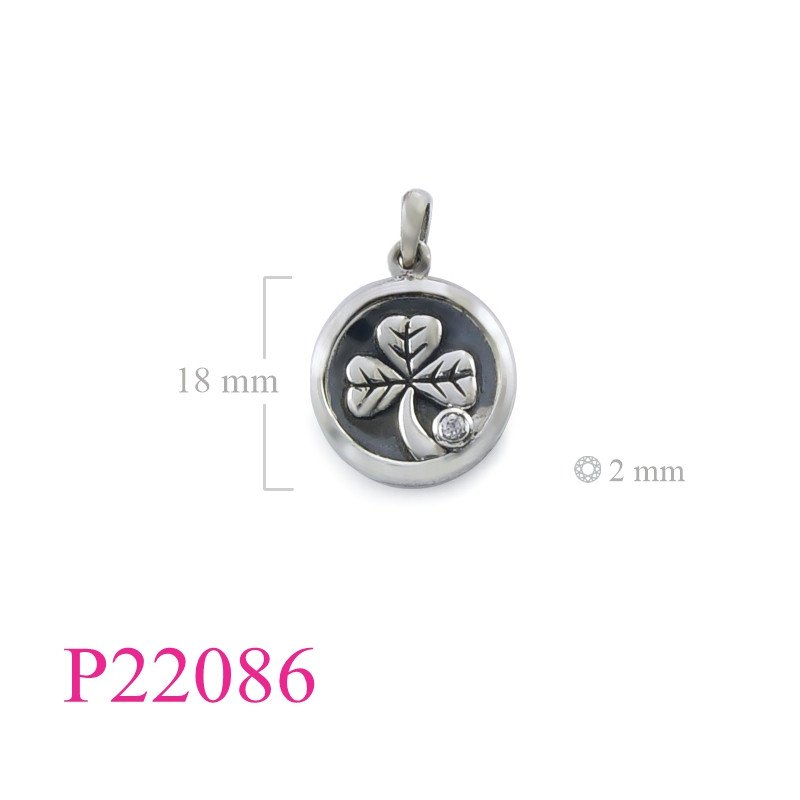 <p>Shamrock Pendant, CZ Pendant, 2 pieces round Shamrock with CCZ.</p>