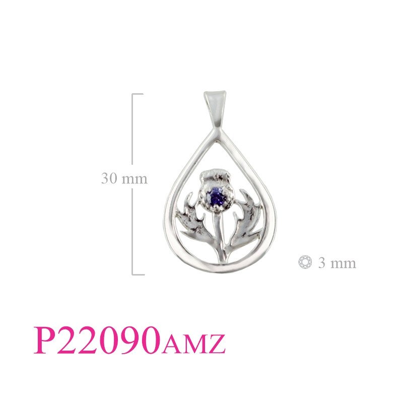 <p>Pendant, Thistle in drop with  Amethyst CZ stone.</p>