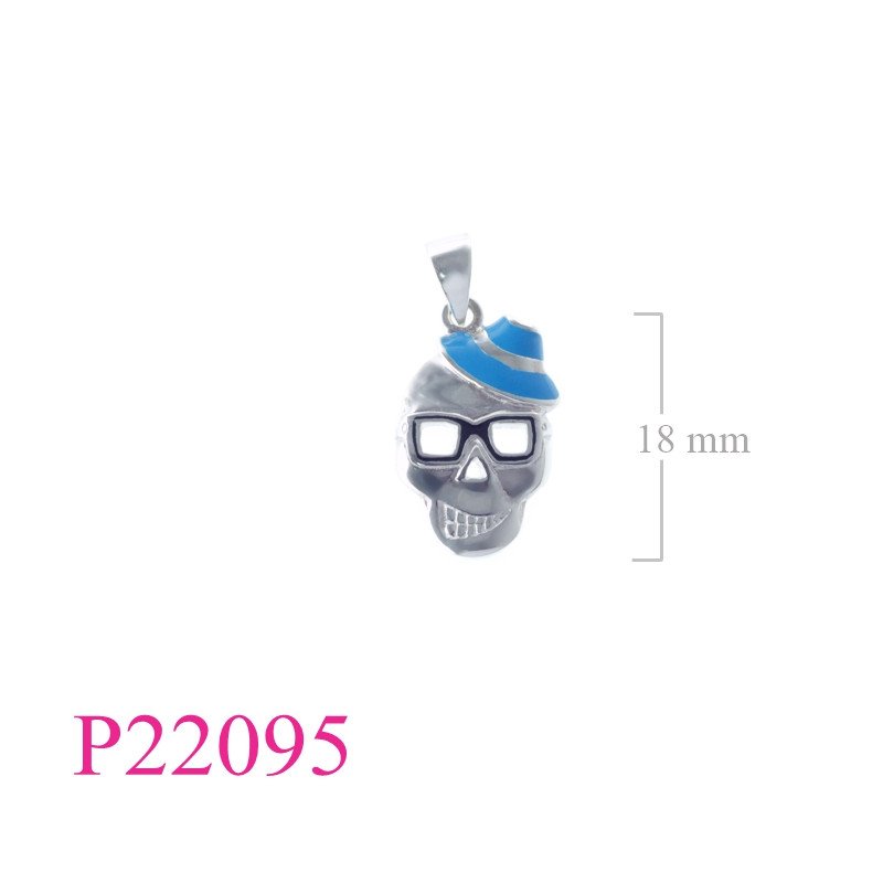 <p>Pendant, skull wearing hat enamel.</p>