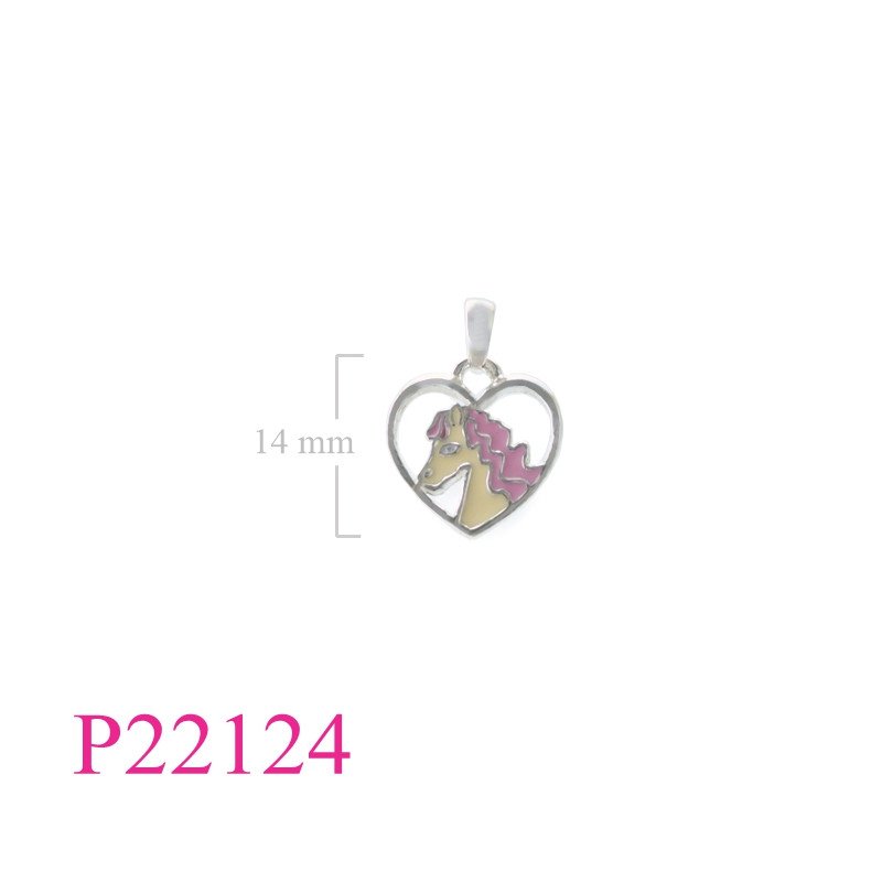<p>Horse Pendant, Heart Pendant, head in enamel.</p>
